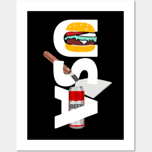 USA Map in White - Hamburger, Spatula, Beer Posters and Art